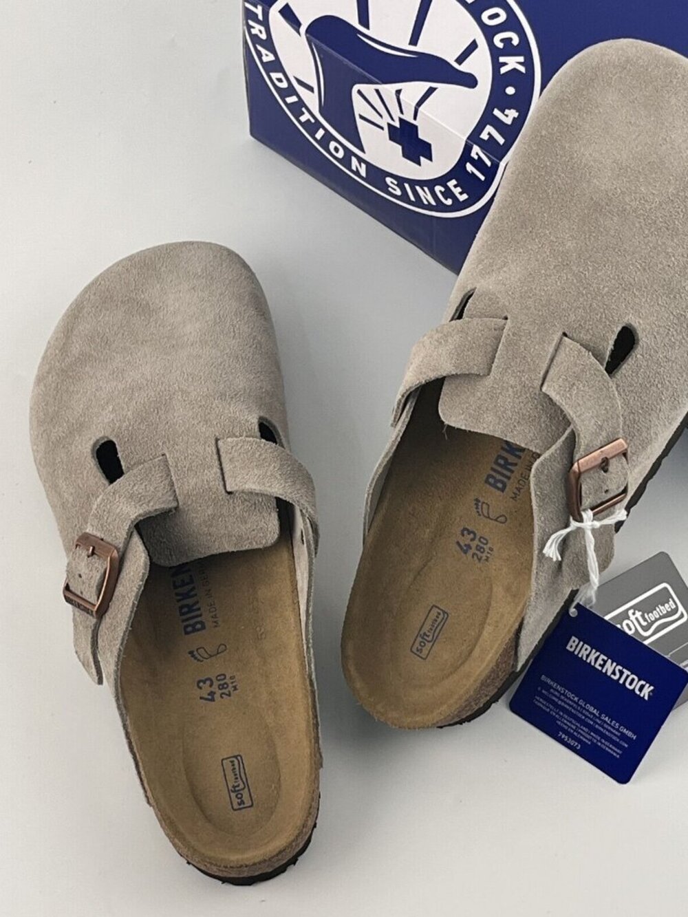 Birkenstock Boston Suede Leather Women Men Taupe Shoes